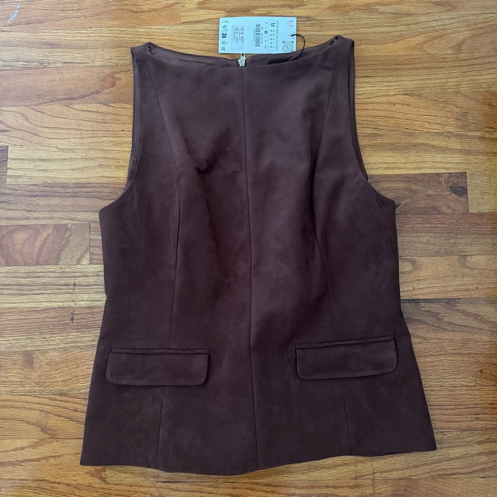 Zara Chestnut Brown Suede Top